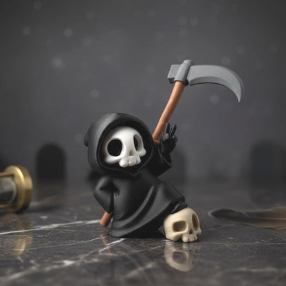 Sensenmann-Figur mit Totenkopf & Peace – weitere Ansicht