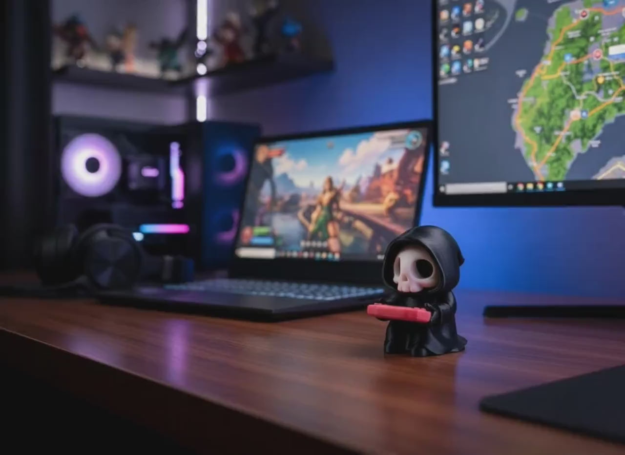 Sensenmann mit Konsole – Gothic Gaming-Figur – Produktvideo