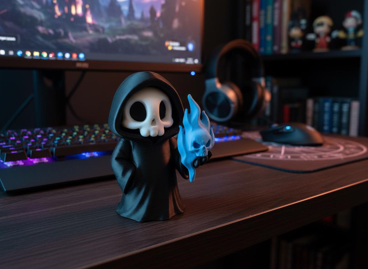 Grim Reaper mit Flammen-Schädel – Gothic Mini-Figur – weitere Produktansicht 2