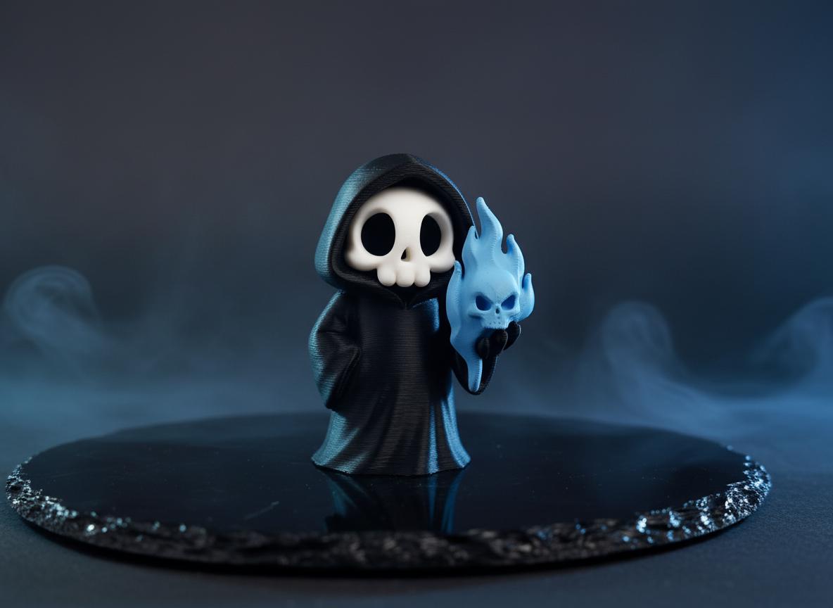 Grim Reaper mit Flammen-Schädel – Gothic Mini-Figur – weitere Produktansicht 3
