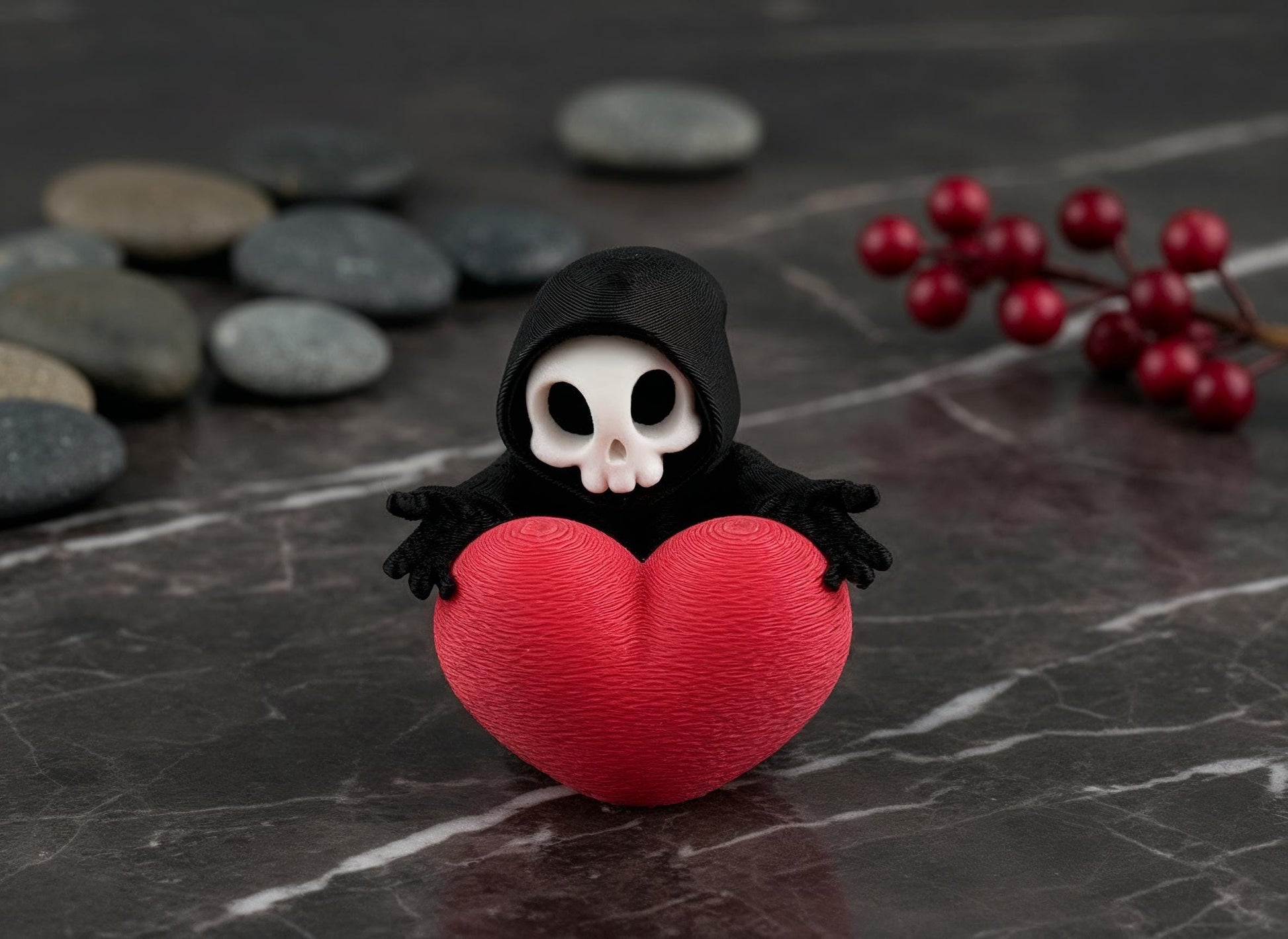Sensenmann umarmt Herz – Gothic Mini-Deko – weitere Produktansicht 2